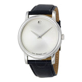 Buy Shop Movado Museum Quartz Silver Dial Black Leather Strap Watch For Men - 2100001 USA Online