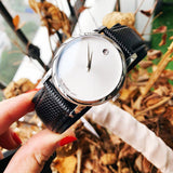 Buy Shop Movado Museum Silver Dial Black Leather Strap Watch For Women - 2100003 USA Online