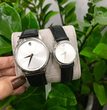 Buy Shop Movado Museum Silver Dial Black Leather Strap Watch For Women - 2100003 USA Online