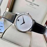 Buy Shop Movado Museum Silver Dial Black Leather Strap Watch For Women - 2100003 USA Online