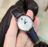 Buy Shop Movado Museum Silver Dial Black Leather Strap Watch For Women - 2100003 USA Online