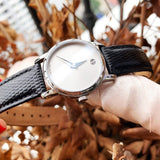 Buy Shop Movado Museum Silver Dial Black Leather Strap Watch For Women - 2100003 USA Online
