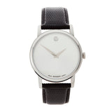 Buy Shop Movado Museum Silver Dial Black Leather Strap Watch For Women - 2100003 USA Online