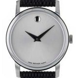 Buy Shop Movado Museum Silver Dial Black Leather Strap Watch For Women - 2100003 USA Online