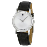Buy Shop Movado Museum Silver Dial Black Leather Strap Watch For Women - 2100003 USA Online