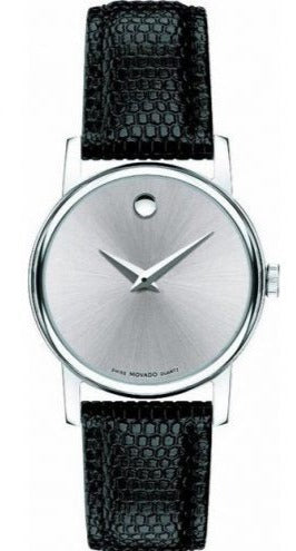 Buy Shop Movado Museum Silver Dial Black Leather Strap Watch For Women - 2100003 USA Online