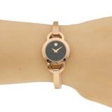 Buy Shop Movado Rondiro 22mm Black Dial Rose Gold Steel Strap Watch For Women - 0607065 USA Online