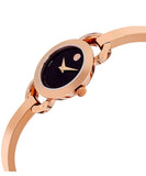 Buy Shop Movado Rondiro 22mm Black Dial Rose Gold Steel Strap Watch For Women - 0607065 USA Online