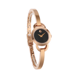 Buy Shop Movado Rondiro 22mm Black Dial Rose Gold Steel Strap Watch For Women - 0607065 USA Online