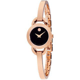 Buy Shop Movado Rondiro 22mm Black Dial Rose Gold Steel Strap Watch For Women - 0607065 USA Online