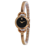 Buy Shop Movado Rondiro 22mm Black Dial Rose Gold Steel Strap Watch For Women - 0607065 USA Online