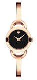 Buy Shop Movado Rondiro 22mm Black Dial Rose Gold Steel Strap Watch For Women - 0607065 USA Online