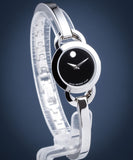 Buy Shop Movado Rondiro 22mm Black Dial Silver Steel Strap Watch For Women - 0606796 USA Online