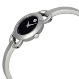 Buy Shop Movado Rondiro 22mm Black Dial Silver Steel Strap Watch For Women - 0606796 USA Online