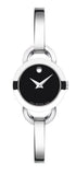 Buy Shop Movado Rondiro 22mm Black Dial Silver Steel Strap Watch For Women - 0606796 USA Online