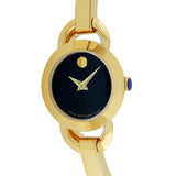 Buy Shop Movado Rondiro 22mm Black Dial Yellow Gold Steel Strap Watch For Women - 0606888 USA Online