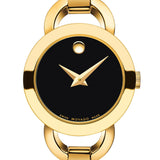 Buy Shop Movado Rondiro 22mm Black Dial Yellow Gold Steel Strap Watch For Women - 0606888 USA Online