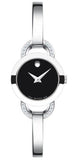 Buy Shop Movado Rondiro Diamonds Black Dial Silver Steel Strap Watch For Women - 0606798 USA Online