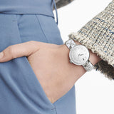 Buy Shop Movado Sapphire Diamonds Silver Dial Silver Steel Strap Watch For Women - 606814 USA Online
