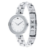 Buy Shop Movado Sapphire Diamonds Silver Dial Silver Steel Strap Watch For Women - 606814 USA Online