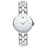 Buy Shop Movado Sapphire Diamonds Silver Dial Silver Steel Strap Watch For Women - 606814 USA Online
