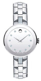 Buy Shop Movado Sapphire Diamonds Silver Dial Silver Steel Strap Watch For Women - 606814 USA Online