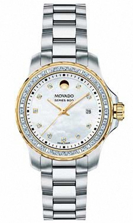 Buy Shop Movado Series 800 29mm Diamonds Mother of Pearl Dial Silver Steel Strap Watch For Women - 2600121 USA Online