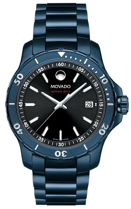 Buy Shop Movado Series 800 Black Dial Blue Ion Plated Steel Strap Watch for Men - 2600139 USA Online