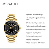 Buy Shop Movado Series 800 Black Dial Gold Steel Strap Watch For Men - 2600145 USA Online