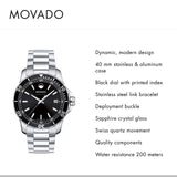 Buy Shop Movado Series 800 Black Dial Silver Steel Strap Watch For Men - 2600135 USA Online