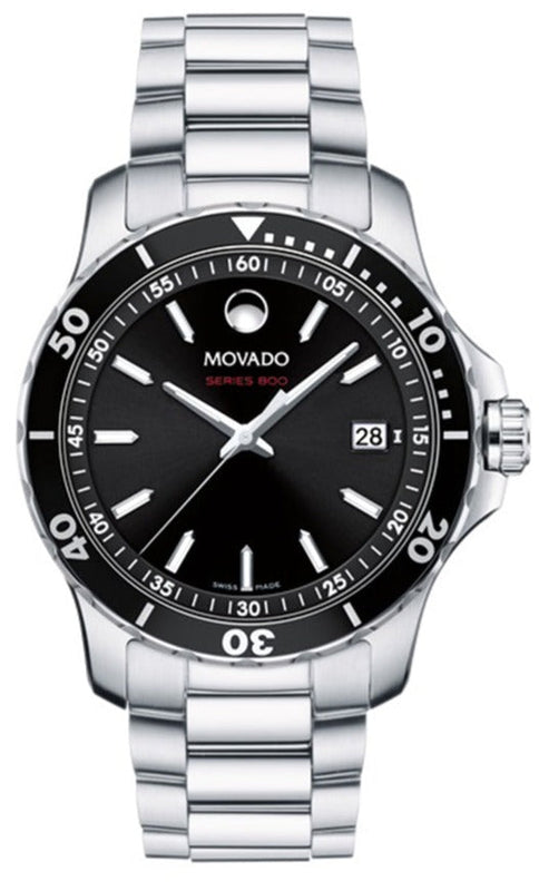 Buy Shop Movado Series 800 Black Dial Silver Steel Strap Watch For Men - 2600135 USA Online