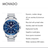 Buy Shop Movado Series 800 Blue Dial Silver Steel Strap Watch for Men - 2600151 USA Online