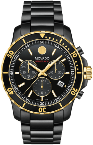 Buy Shop Movado Series 800 Chronograph Black Dial Black Steel Strap Watch For Men - 2600180 USA Online