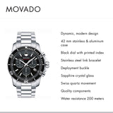 Buy Shop Movado Series 800 Chronograph Black Dial Silver Steel Strap Watch For Men - 2600142 USA Online