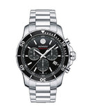 Buy Shop Movado Series 800 Chronograph Black Dial Silver Steel Strap Watch For Men - 2600142 USA Online