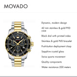 Buy Shop Movado Series 800 Chronograph Black Dial Two Tone Steel Strap Watch For Men - 2600146 USA Online