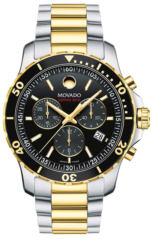 Buy Shop Movado Series 800 Chronograph Black Dial Two Tone Steel Strap Watch For Men - 2600146 USA Online