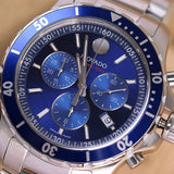 Buy Shop Movado Series 800 Chronograph Blue Dial Silver Steel Strap Watch For Men - 2600141 USA Online