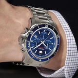 Buy Shop Movado Series 800 Chronograph Blue Dial Silver Steel Strap Watch For Men - 2600141 USA Online