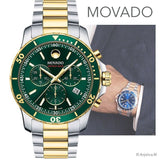 Buy Shop Movado Series 800 Chronograph Green Dial Two Tone Steel Strap Watch For Men - 2600148 USA Online