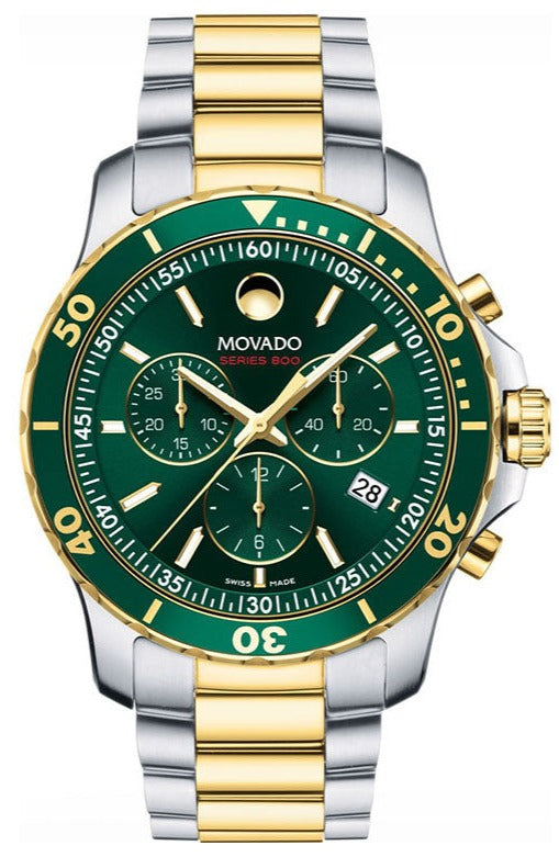 Buy Shop Movado Series 800 Chronograph Green Dial Two Tone Steel Strap Watch For Men - 2600148 USA Online