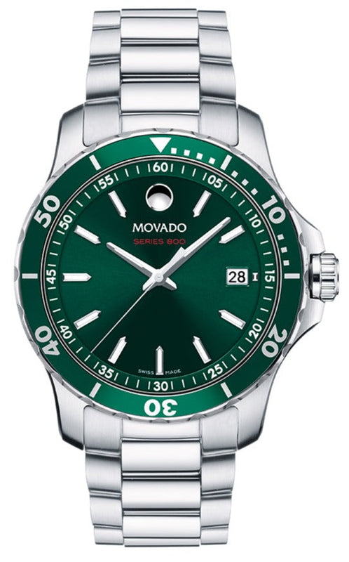 Buy Shop Movado Series 800 Green Dial Silver Steel Strap Watch For Men - 2600136 USA Online
