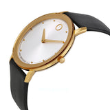 Buy Shop Movado TC Silver Dial Black Leather Strap Watch For Men - 606695 USA Online