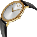 Buy Shop Movado TC Silver Dial Black Leather Strap Watch For Men - 606695 USA Online