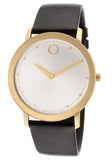 Buy Shop Movado TC Silver Dial Black Leather Strap Watch For Men - 606695 USA Online