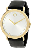 Buy Shop Movado TC Silver Dial Black Leather Strap Watch For Men - 606695 USA Online