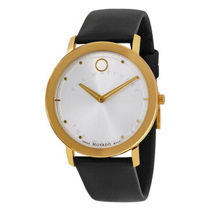 Buy Shop Movado TC Silver Dial Black Leather Strap Watch For Men - 606695 USA Online