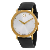 Buy Shop Movado TC Silver Dial Black Leather Strap Watch For Men - 606695 USA Online