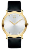 Buy Shop Movado TC Silver Dial Black Leather Strap Watch For Men - 606695 USA Online