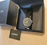Buy Shop Movado Ultra Slim Black Dial Black Leather Strap Watch For Men - 0607086 USA Online